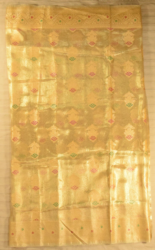 Shimmering Gold Semi Tissue Banarasi Silk Saree