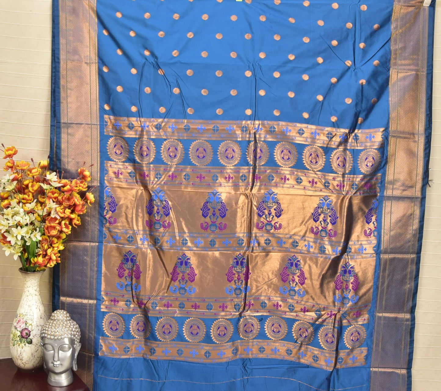 Elegant Teal Blue Paithani Silk Saree