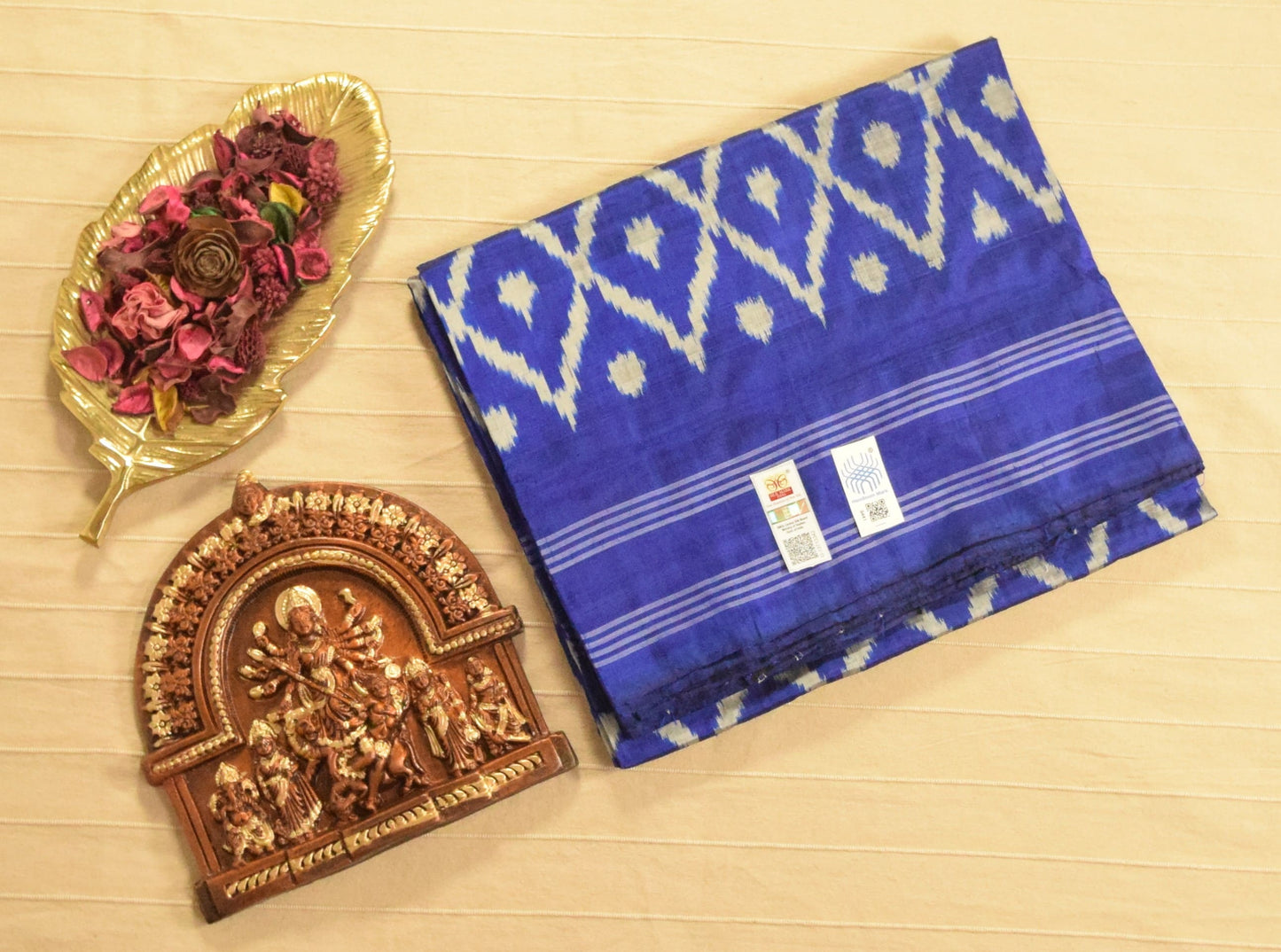 Royal Blue Pure Handloom Pochampally Ikat Silk Saree