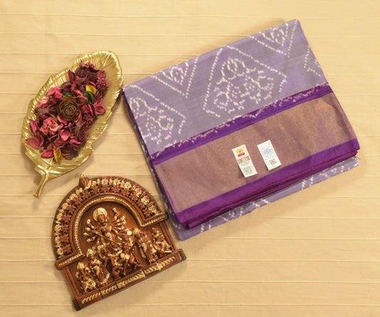 Lavender & Royal Violet Pure Handloom Pochampally Ikat Silk Saree
