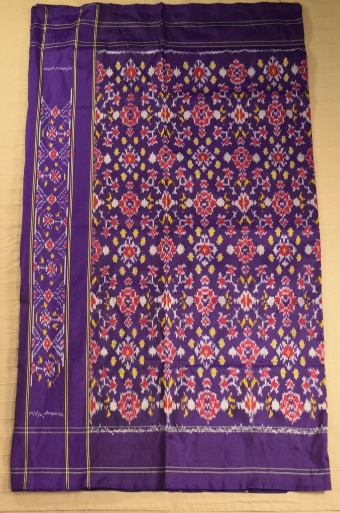 Royal Purple Pure Handloom Pochampally Ikat Silk Saree