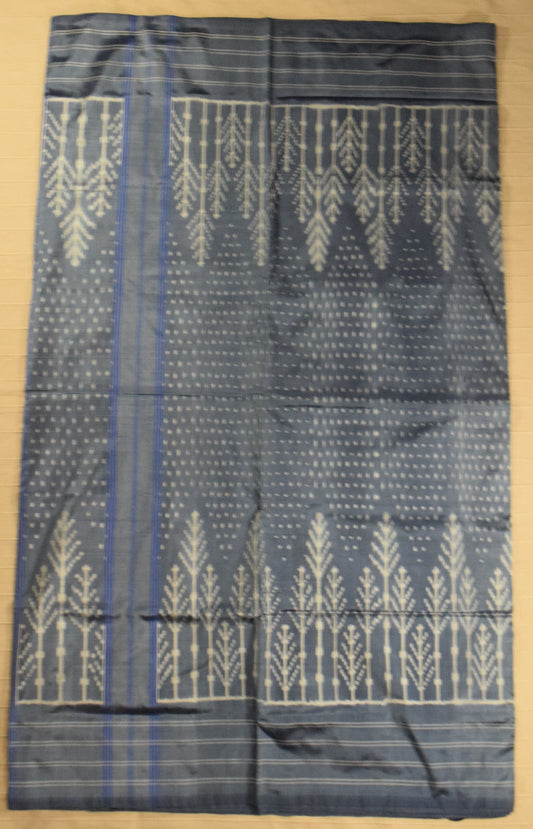 Slate Grey Pure Handloom Pochampally Ikat Silk Saree