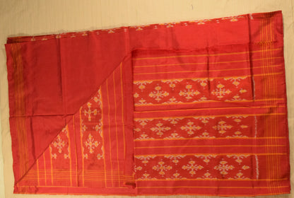 Crimson Red Pure Handloom Pochampally Ikat Silk Saree