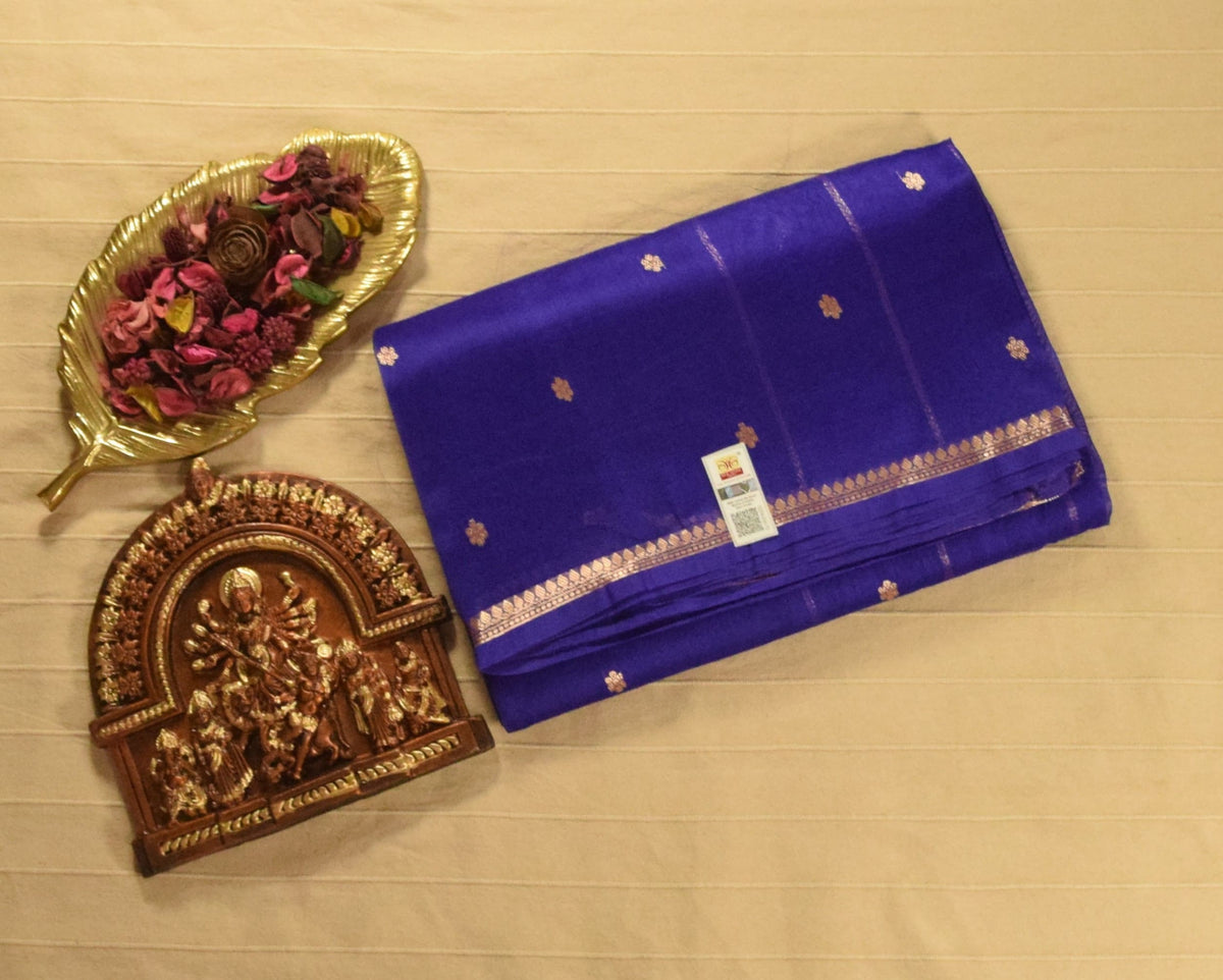 Royal Blue Kora Organza Banarasi Silk Saree