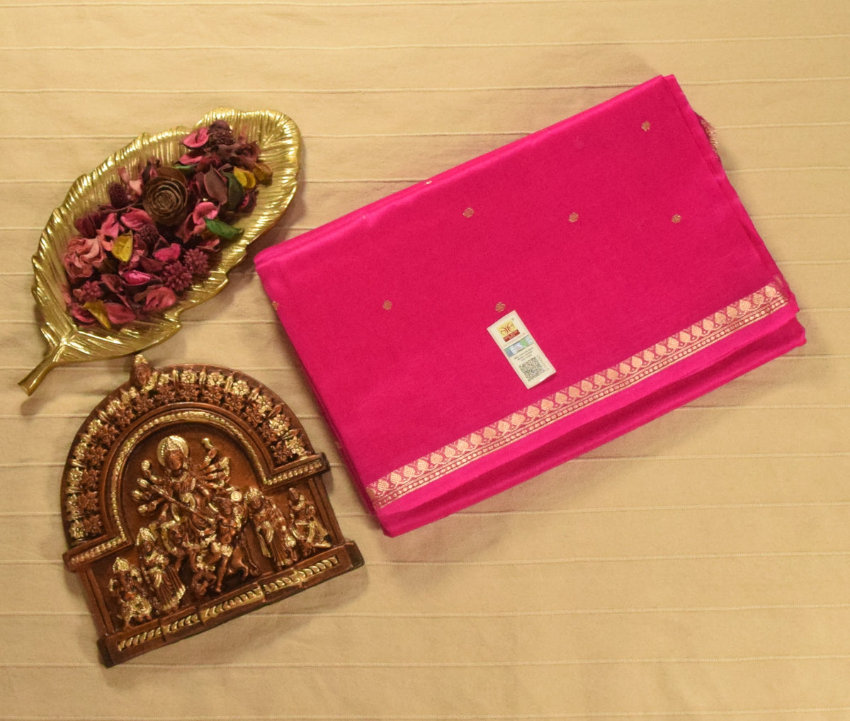 Radiant Pink Kora Organza Banarasi Silk Saree