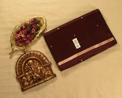 Sophisticated Deep Wine Kora Organza Banarasi Silk Saree