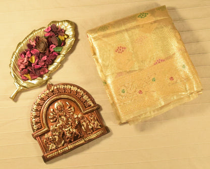 Shimmering Gold Semi Tissue Banarasi Silk Saree