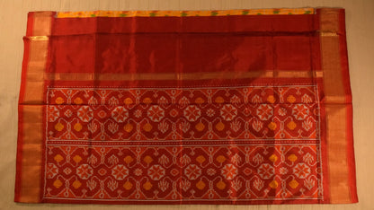 Vibrant Yellow and red Pure handloom Pochampally Ikat Silk saree