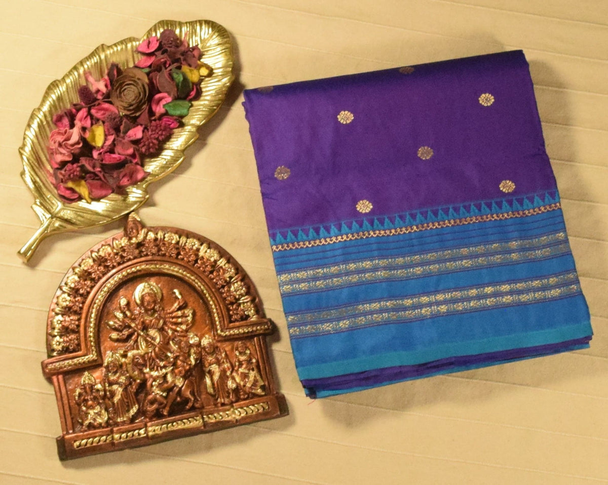 Royal Purple & Peacock Blue Paithani Silk Saree