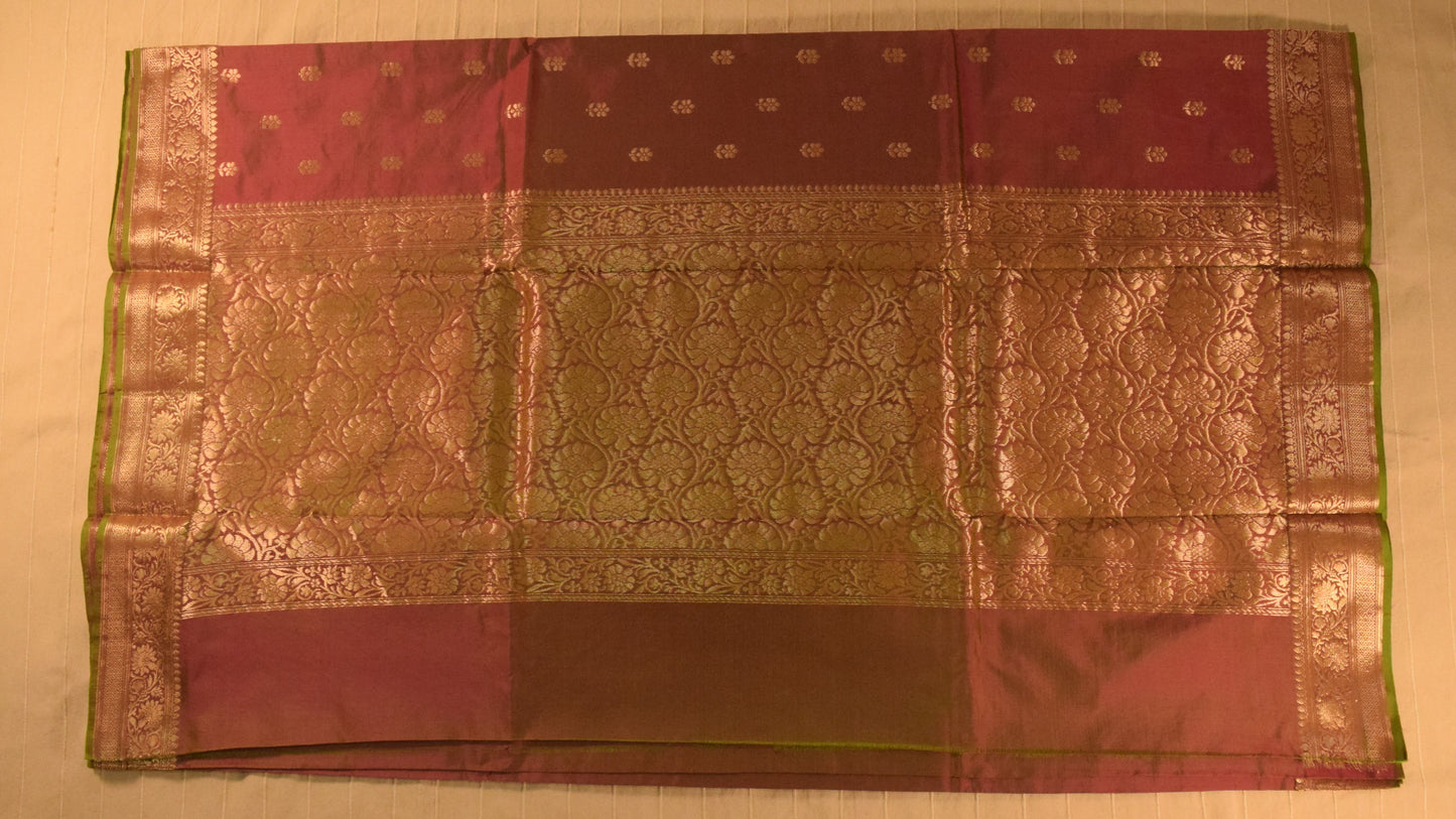 Elegant Maroon Banarasi Katan Silk Saree with Golden Zari Weaving