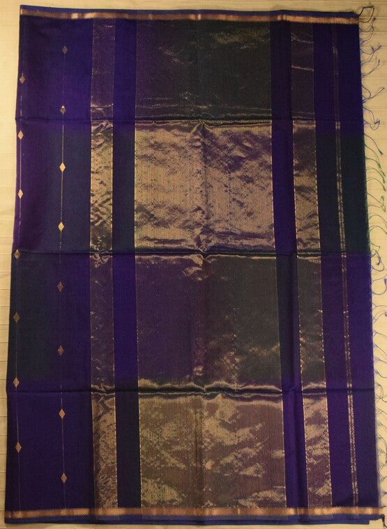 Dual-Tone Regal Deep Purple Handwoven Maheshwari Silk Cotton Saree