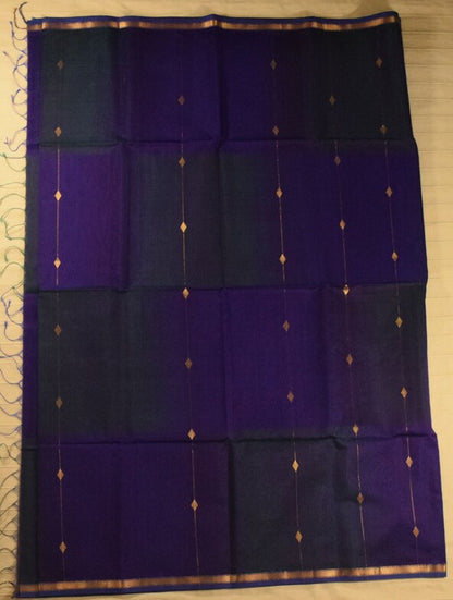 Dual-Tone Regal Deep Purple Handwoven Maheshwari Silk Cotton Saree