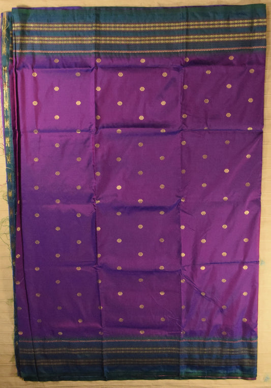 Royal Purple & Peacock Green Paithani Silk Saree