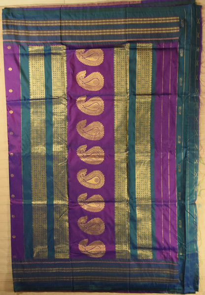 Royal Purple & Peacock Green Paithani Silk Saree