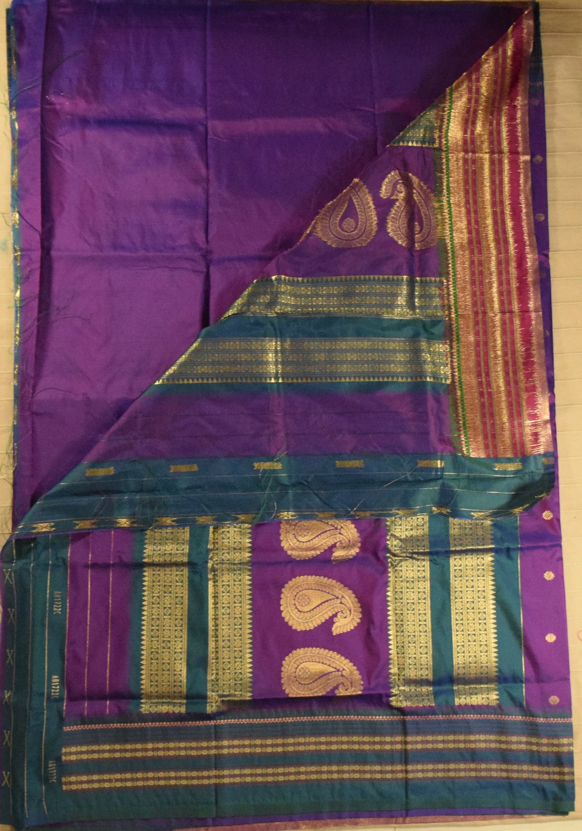 Royal Purple & Peacock Green Paithani Silk Saree