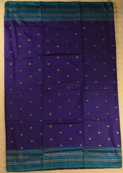 Deep Indigo Blue & Peacock Teal Paithani Silk Saree