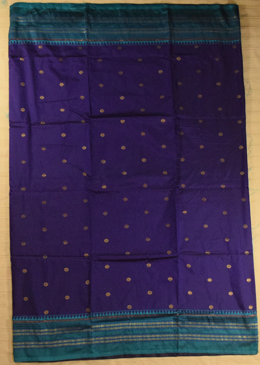 Deep Indigo Blue & Peacock Teal Paithani Silk Saree