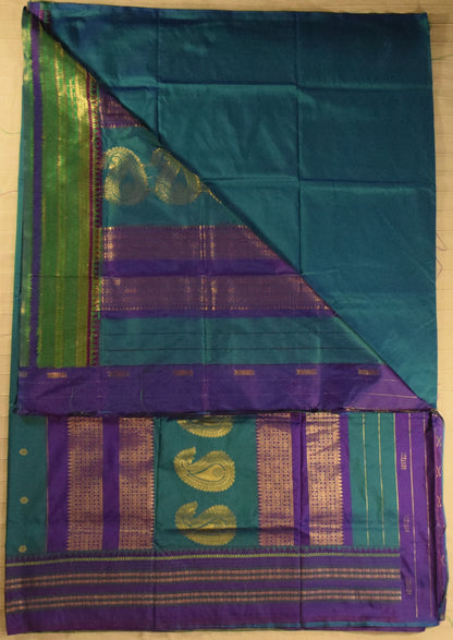 Peacock Green & Royal Purple Paithani Silk Saree