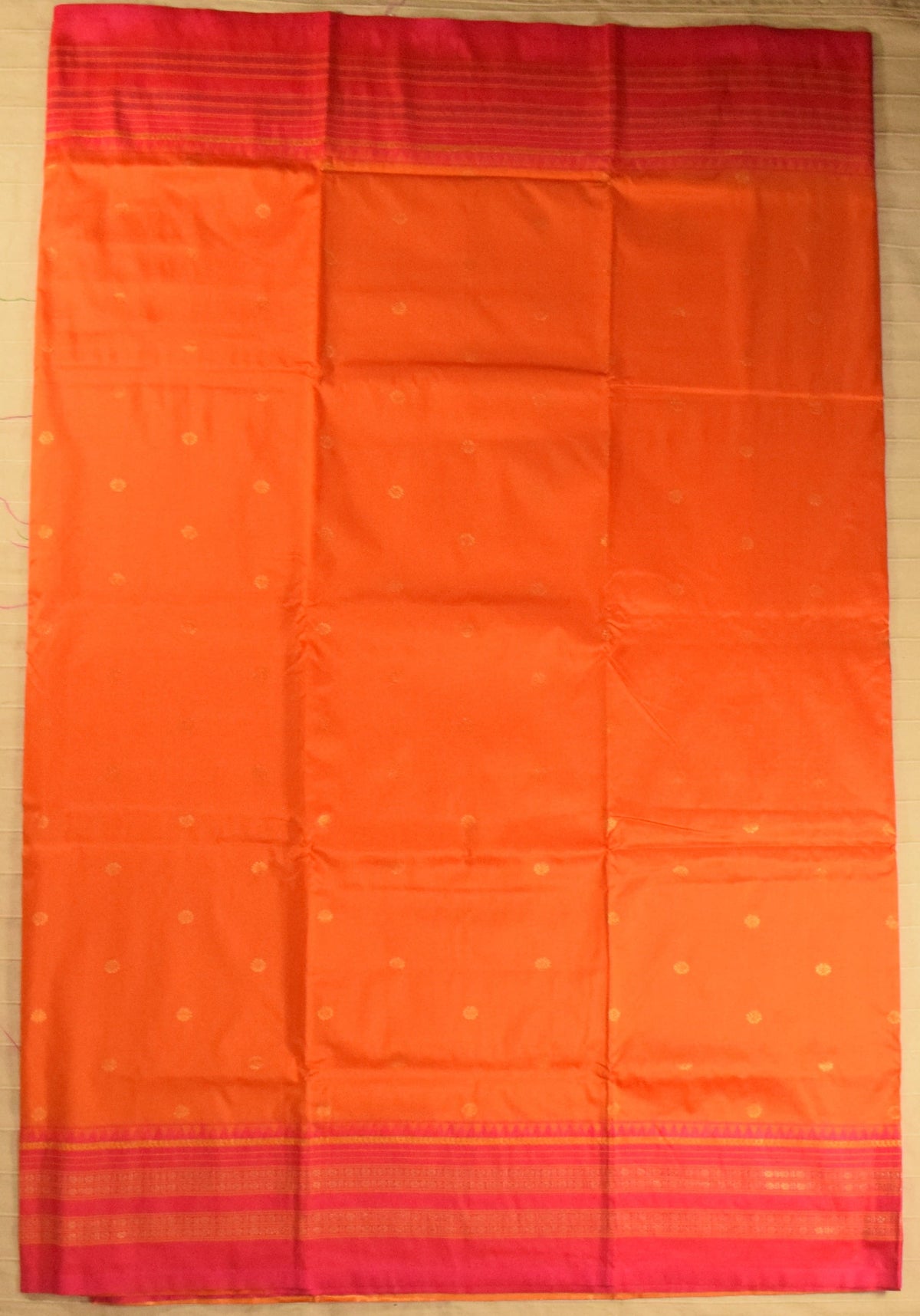 Tangerine Orange & Rani Pink Blue Paithani Silk Saree