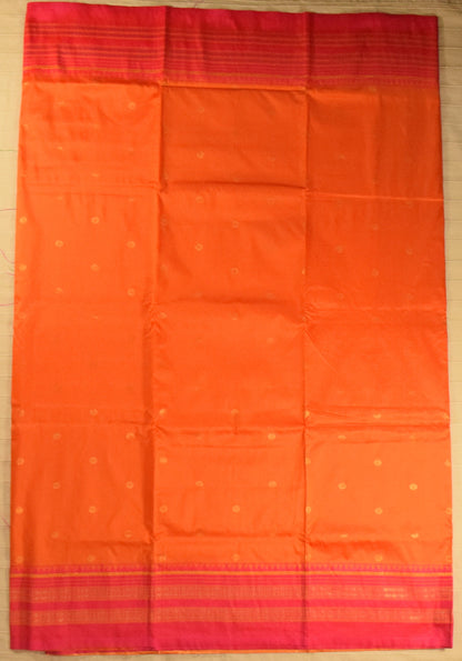 Tangerine Orange & Rani Pink Blue Paithani Silk Saree