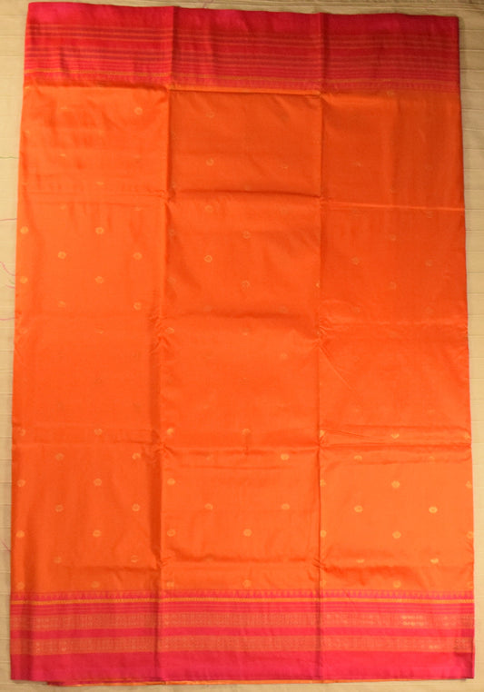 Tangerine Orange & Rani Pink Blue Paithani Silk Saree
