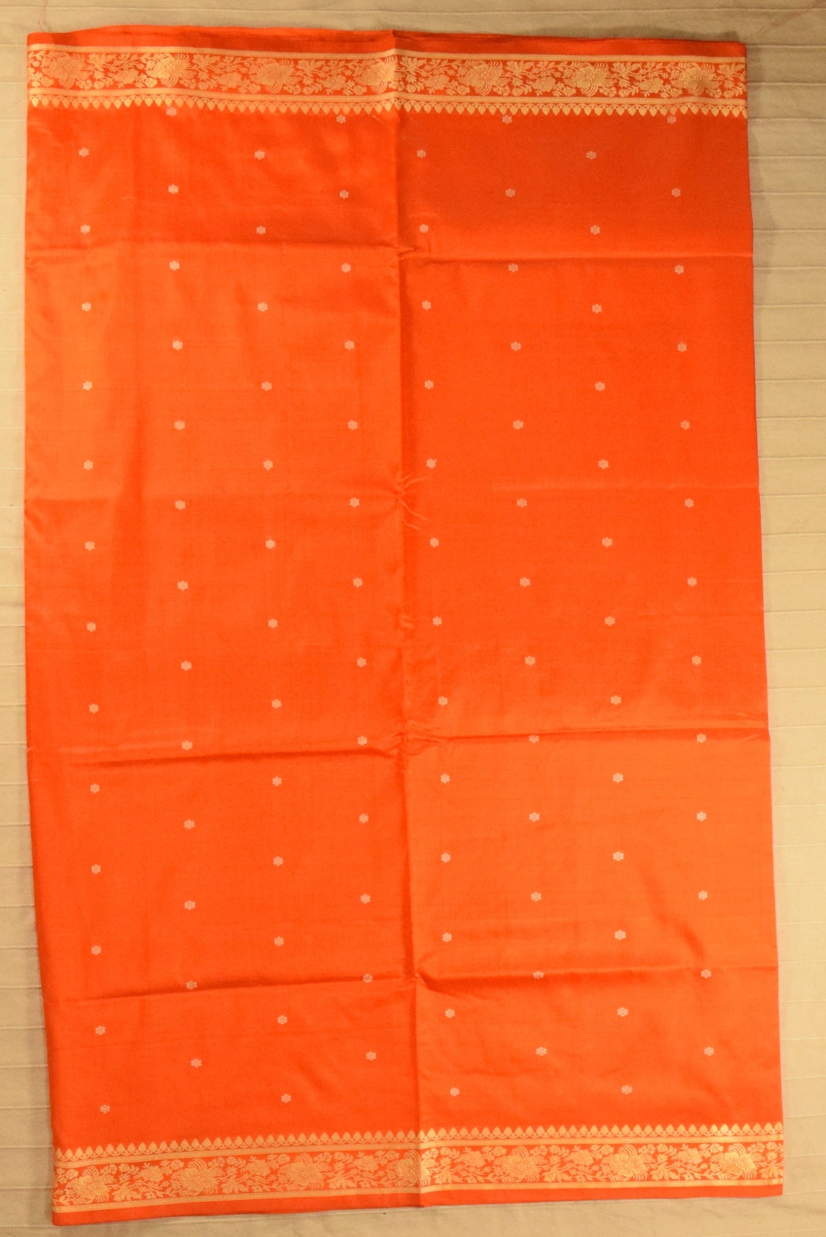 Radiant Tangerine Orange Pure Katan Resham Zari Banarasi Silk Saree