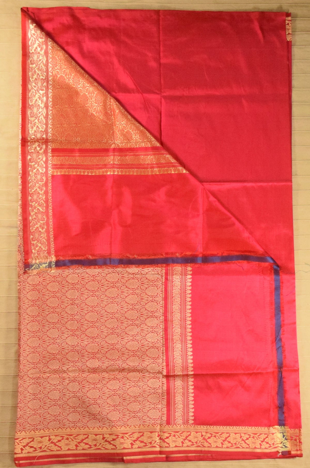 Radiant Coral Red Pure Katan Resham Zari Banarasi Silk Saree