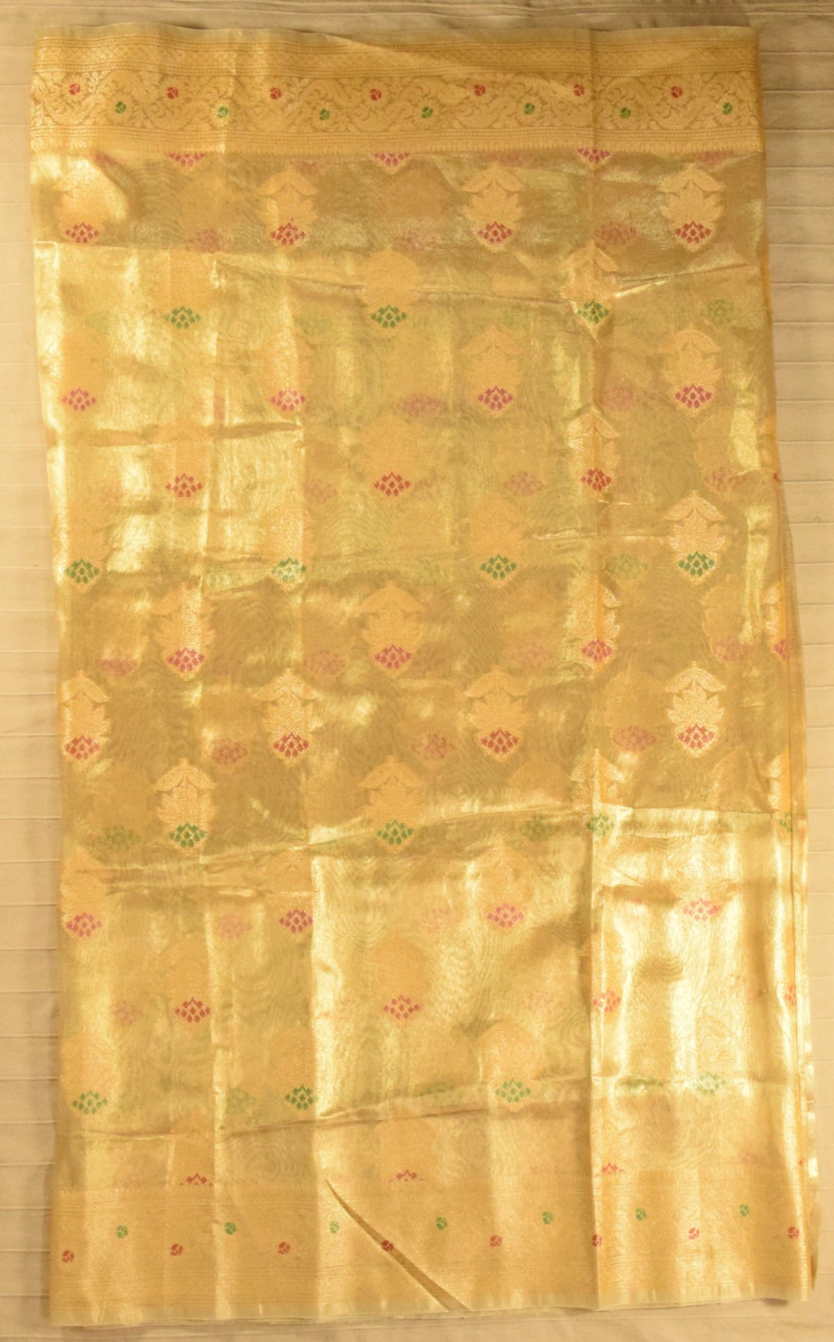 Shimmering Gold Semi Tissue Banarasi Silk Saree