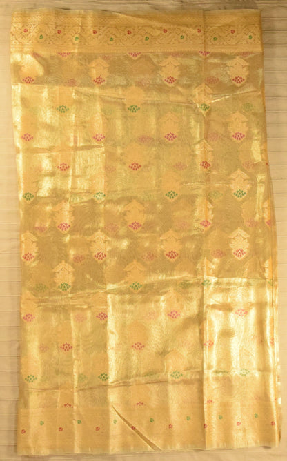 Shimmering Gold Semi Tissue Banarasi Silk Saree