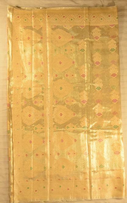 Shimmering Gold Semi Tissue Banarasi Silk Saree