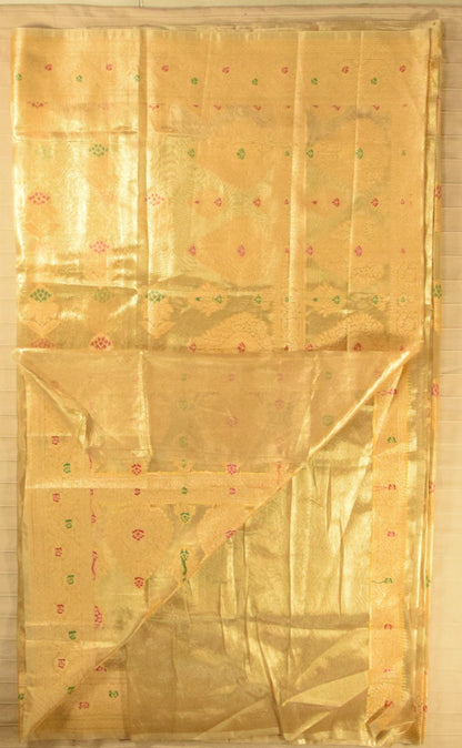 Shimmering Gold Semi Tissue Banarasi Silk Saree