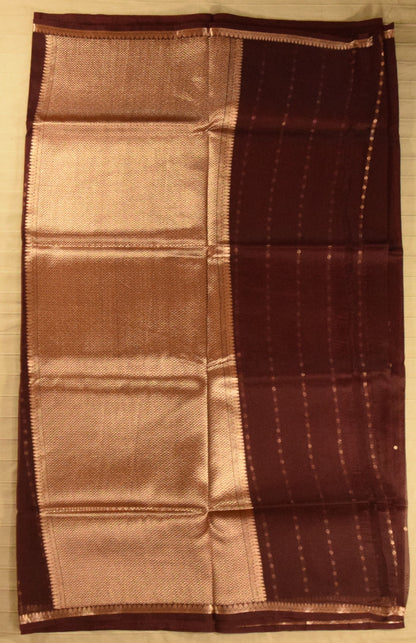 Sophisticated Deep Wine Kora Organza Banarasi Silk Saree
