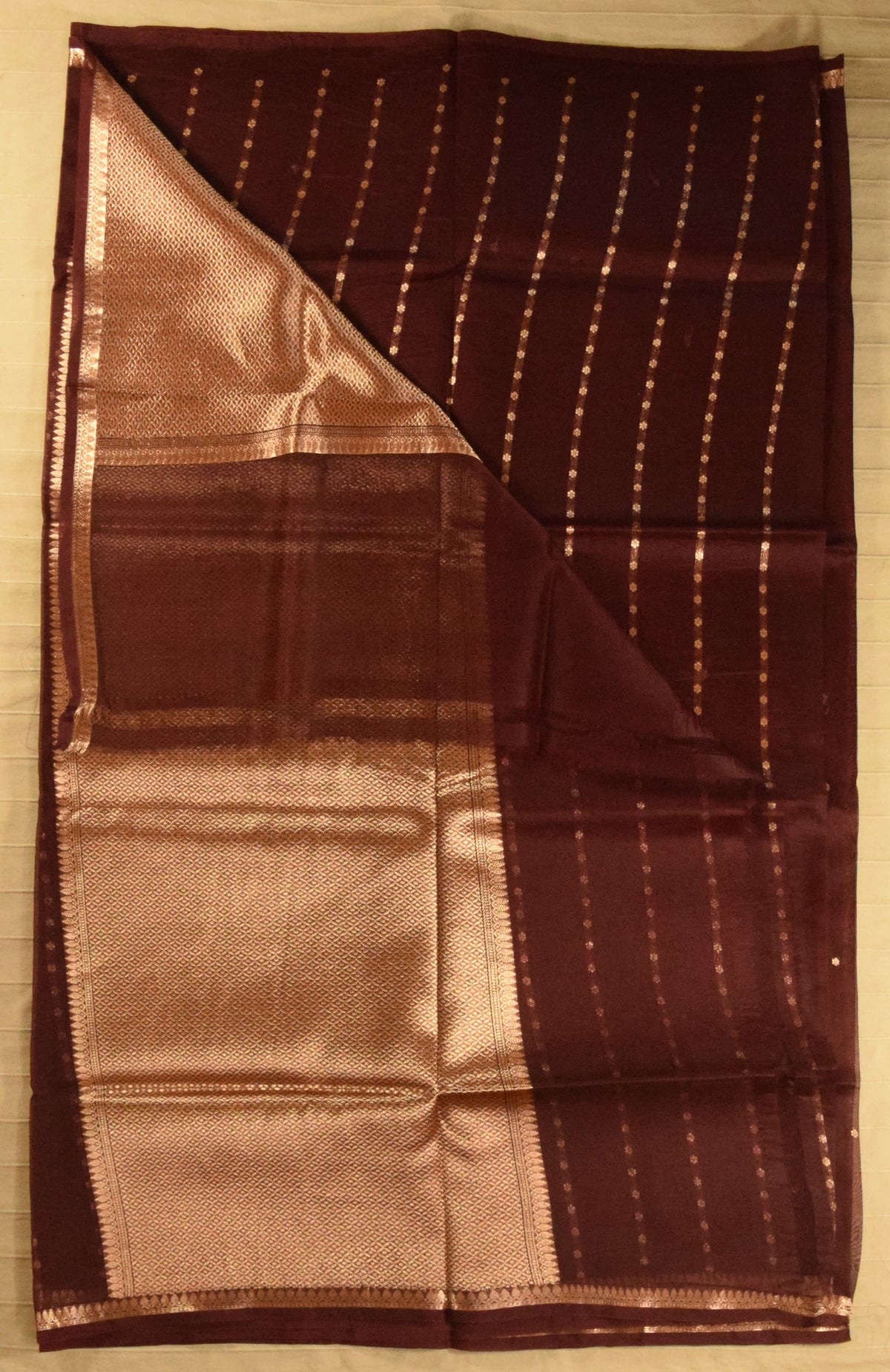 Sophisticated Deep Wine Kora Organza Banarasi Silk Saree