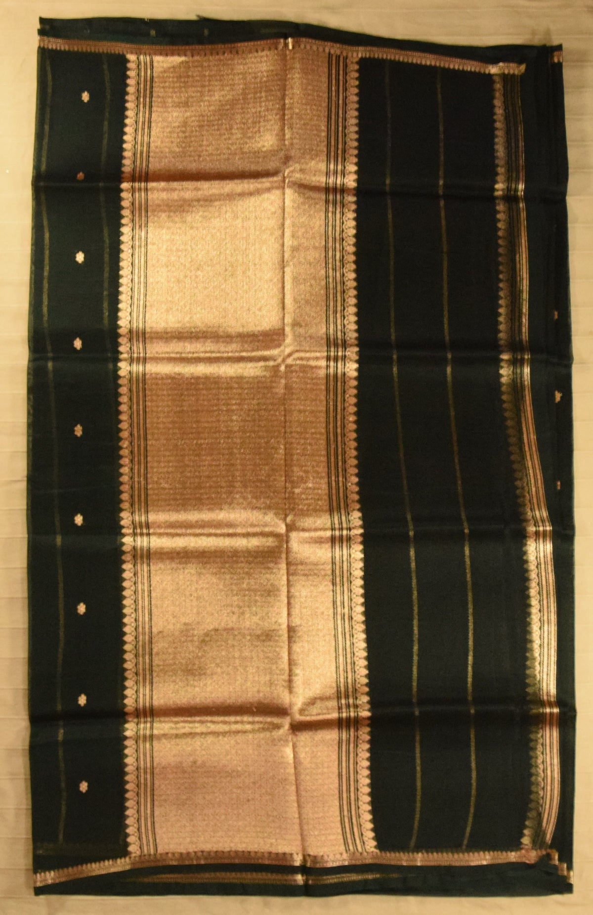Regal Bottle Green Kora Organza Banarasi Silk Saree