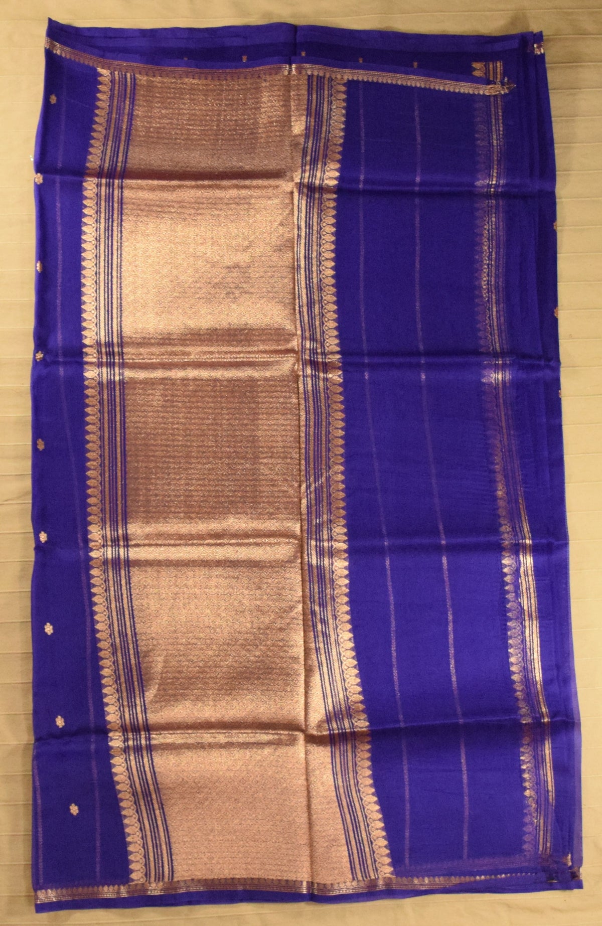 Royal Blue Kora Organza Banarasi Silk Saree