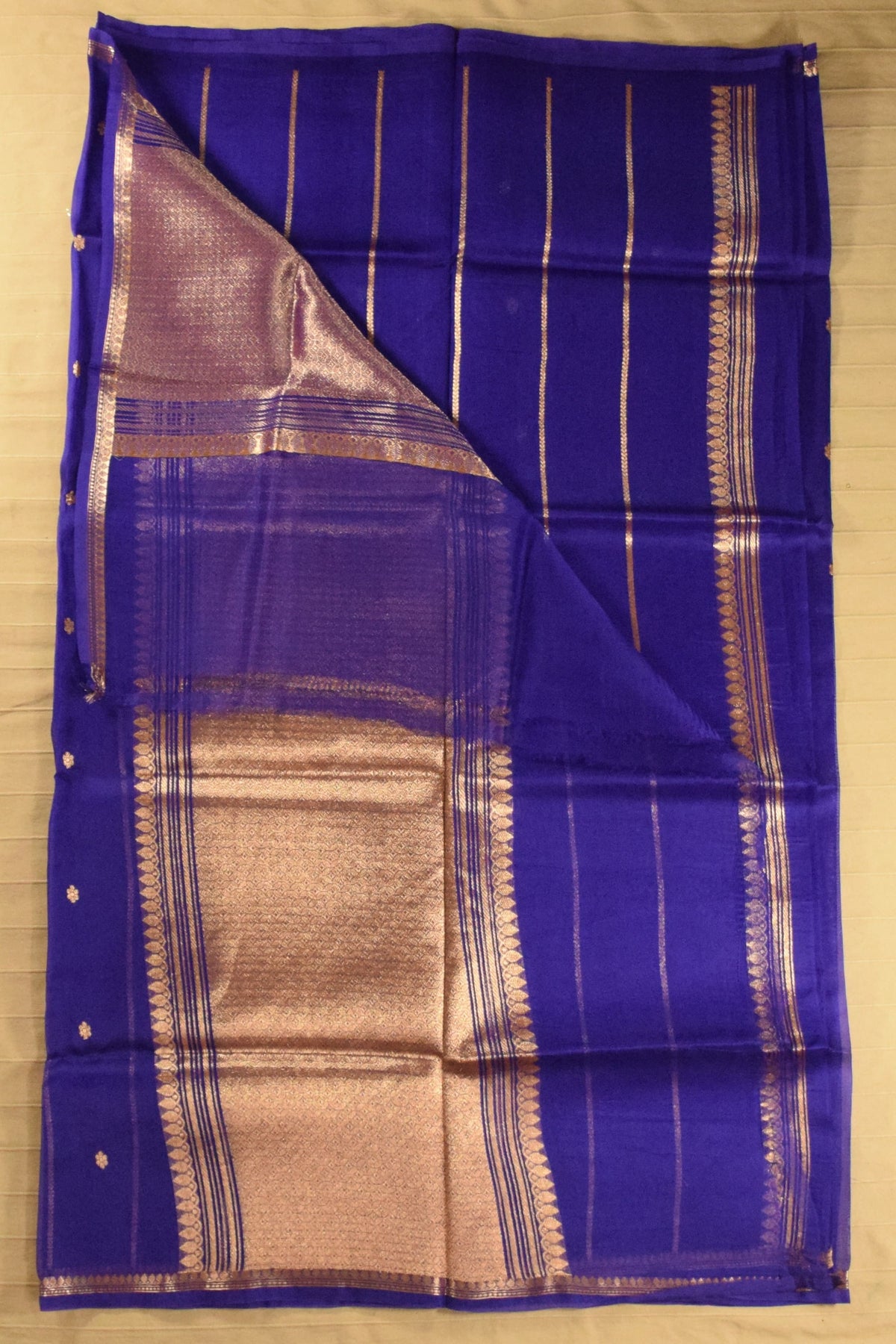 Royal Blue Kora Organza Banarasi Silk Saree