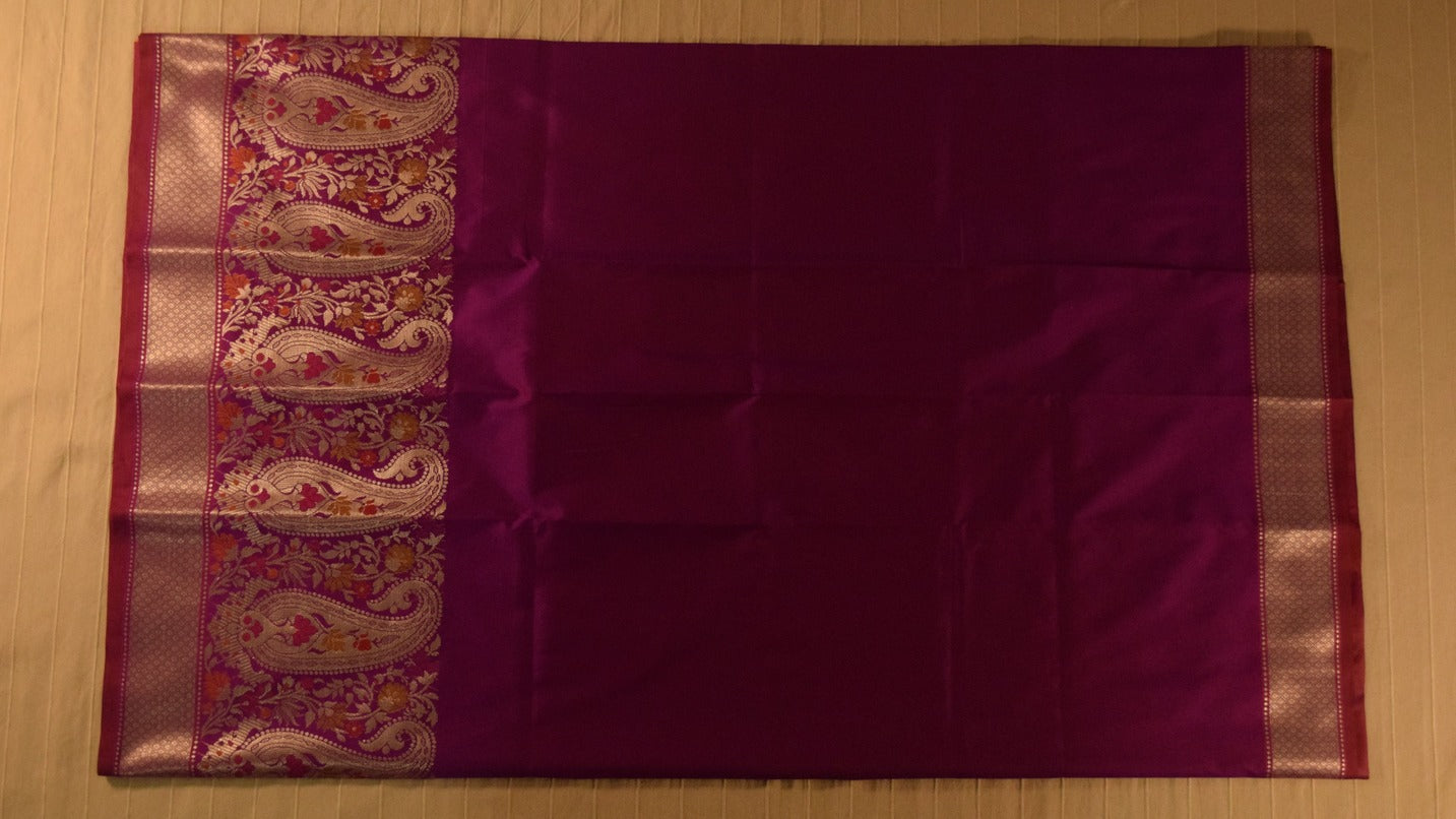 Majestic Magenta Semi Banarasi Silk Saree