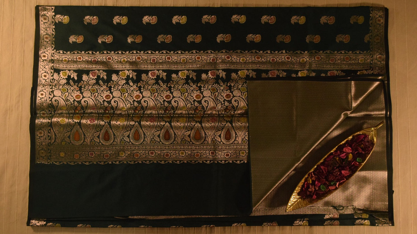 Classic black Semi Banarasi Saree
