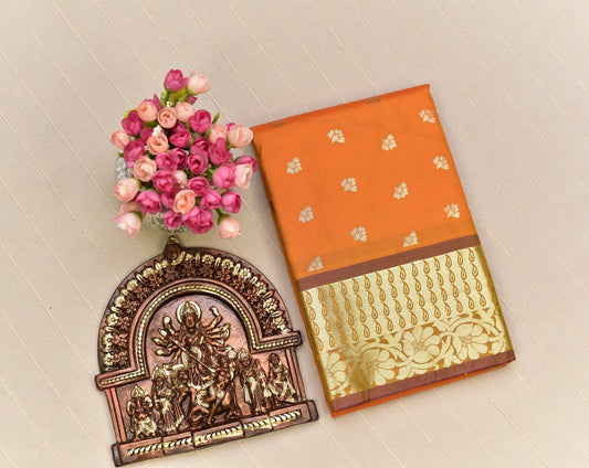 Radiant Orange Soft Silk Saree with Traditional Zari Elegance