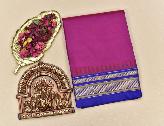 Radiant Rani Pink & Cobalt Blue Ilkal Saree