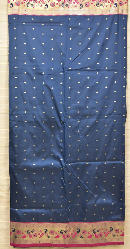 Royal Navy Blue Paithani Silk Saree