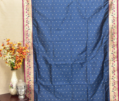 Royal Navy Blue Paithani Silk Saree