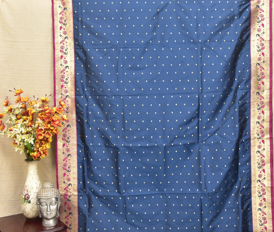Royal Navy Blue Paithani Silk Saree