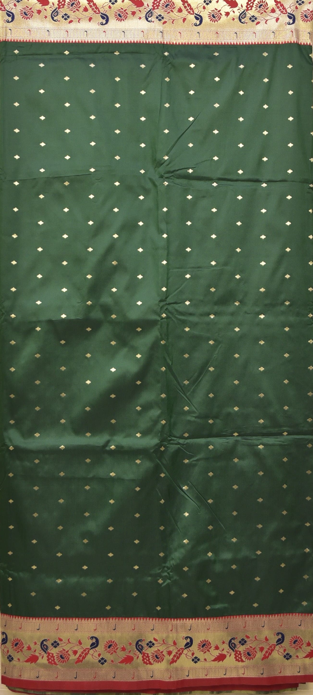 Bottle Green Paithani Silk Saree