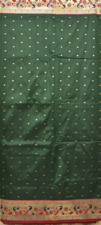 Bottle Green Paithani Silk Saree