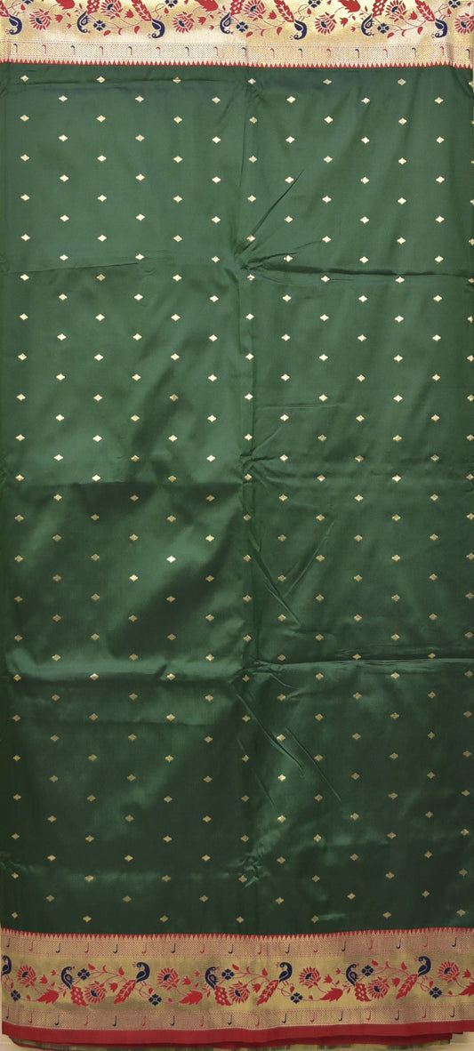 Bottle Green Paithani Silk Saree
