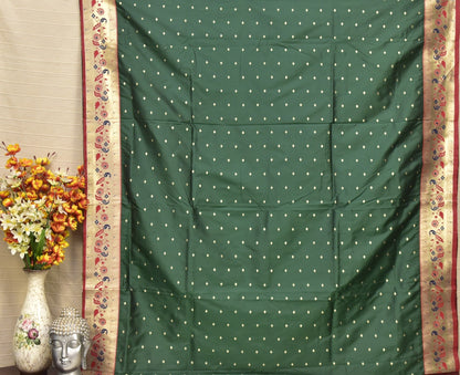 Bottle Green Paithani Silk Saree