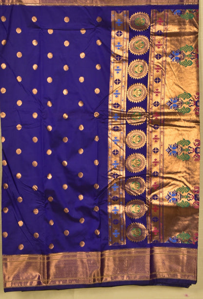 Regal Royal Blue Paithani Silk Saree