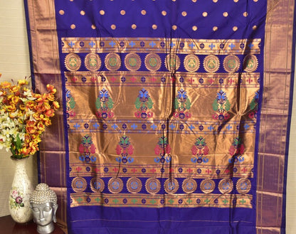 Regal Royal Blue Paithani Silk Saree