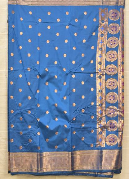 Elegant Teal Blue Paithani Silk Saree